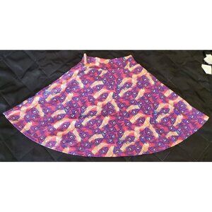 LuLaRoe Skirt Youth 8 Azure Skirt Peacock Feather Print Girls Purple Pink